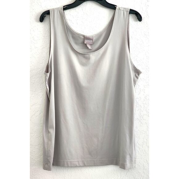 JACKET & MATCHING TANK-CHICO'S-Silver/Gray Snakeskin Like Material-Soft-Size 3/L - Picture 7 of 16